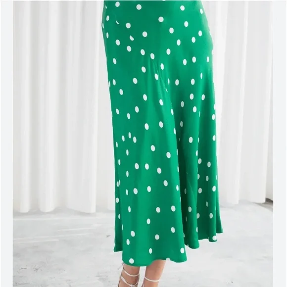 Anthropologie And other stories green polka dot maxi skirt 4 EUC - Picture 3 of 6
